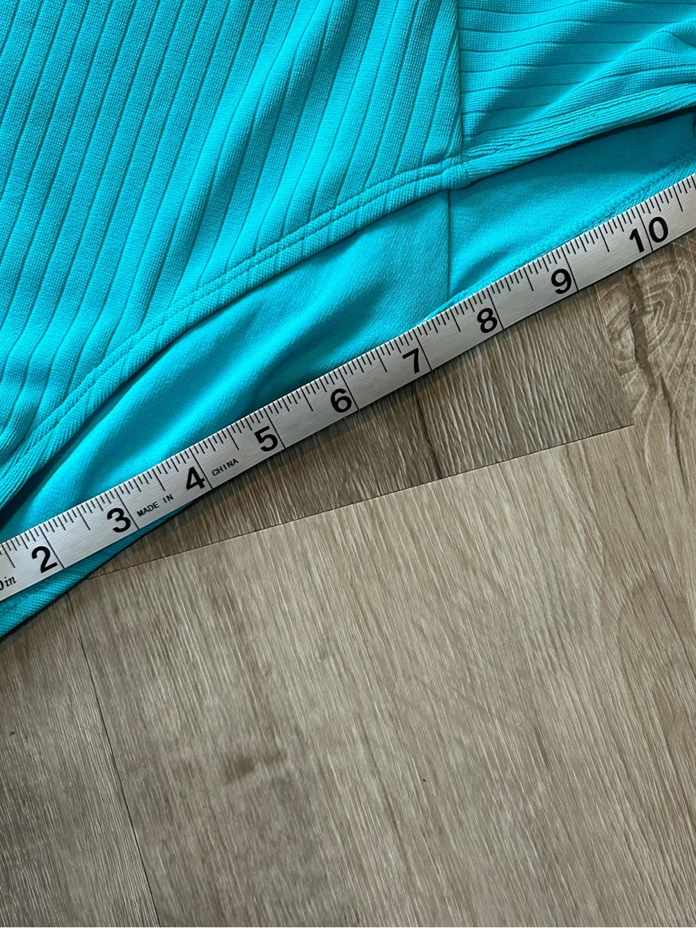 Turquoise Ribbed Mid-Waist Bikini Bottom - Picture 7 of 7